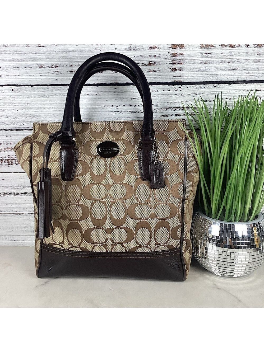 Coach‎ Brown and Black Signature Tote Bag Vintage